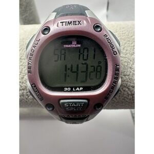 Timex New Battery 171 Ladies Watch 33MM 7.5" 30 Lap Pink Gray X9